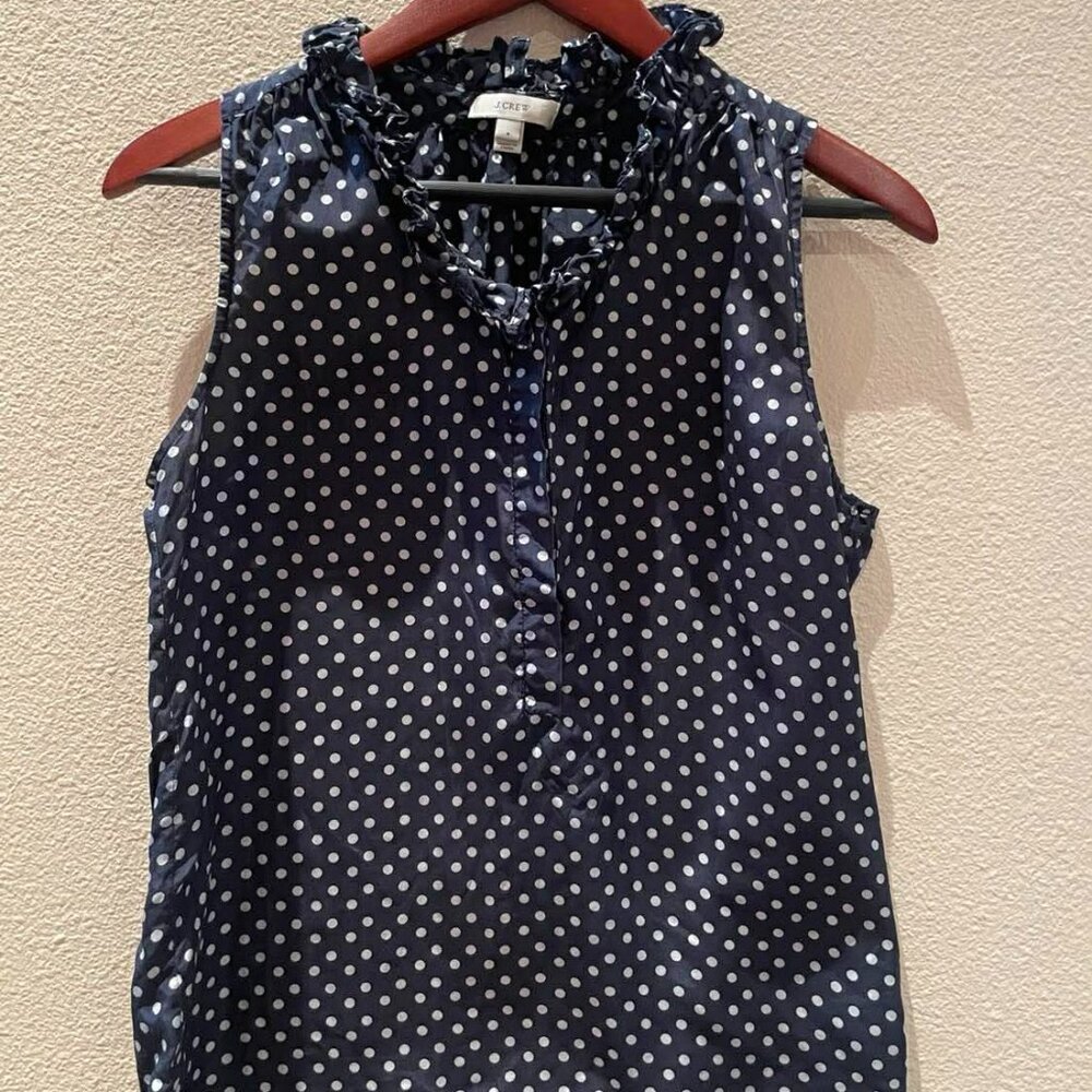 J. Crew navy silk sleeveless top